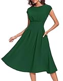 Wedtrend Womens Cocktail Dresses Tea Party Dress Fit and Flare Vintage Dresses Modest 1950s Style Tea Length Swing Dress RWTP30012DarkGreenL