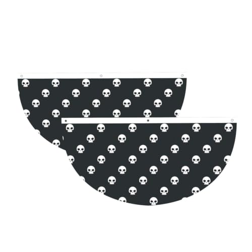 Bandera de calavera semicircular decorativa para ambientar patios exteriores 2
