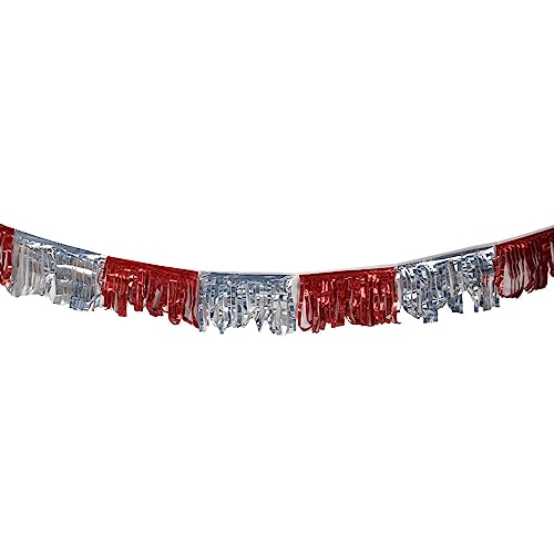 SSWBasics 60 Foot Red/Silver Metallic Fringe Pennant