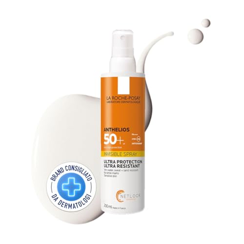 La Roche-Posay, Anthelios Spray Invisibile SPF50+, Protezione Solare, Alta Protezione e Ultra Resistente, Con Profumo, Ipoallergenico, Adatto alla Pelle Sensibile, 200 ml