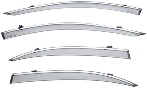 WellVisors Side Window Wind Deflector Rain Guards Visors - for Mercedes Benz E-Class E Class W213 17-Up 2017 2018 2019 with Chrome Trim