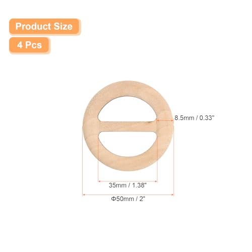 Image of uxcell 4 Pcs T-Shirt Clips, 50mm Wood Scarf Ring Clip Round Tie Circle Clip Buckle Fashion Clothes Corner Knotted Button for Women's Silk Clothing Decoration, Wood