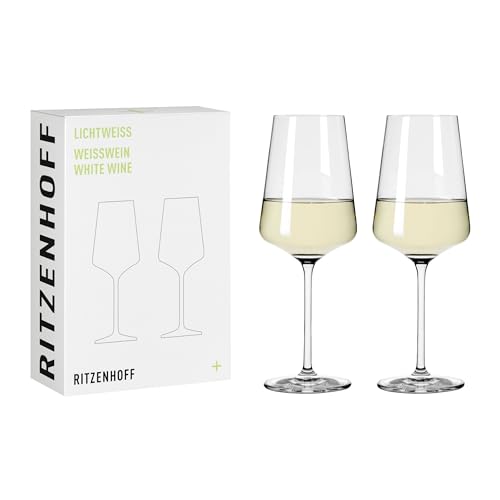 RITZENHOFF 6111006 Weißweinglas 400 ml - Serie Lichtweiss - 2 Stück im Geschenk-Set - stilvoll-modern - Made in Germany