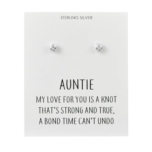 Image of Philip Jones Sterling Silver Auntie Quote Knot Earrings
