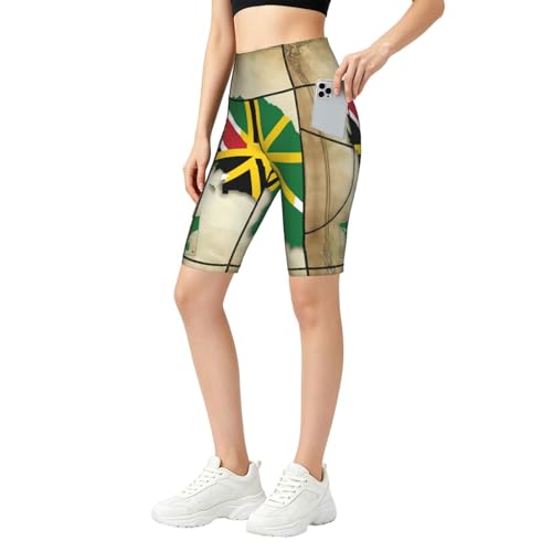 Short de sport taille haute anti frottement mi cuisse poches fitness