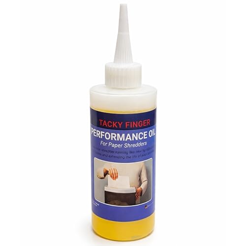 Tacky Finger Performance Shredding Oil 4 oz Paper Shredder Lubricant Extended Nozzle Bottle Works with All Paper Shredders Helps Extend Shredder Life Made in USA (TF600)