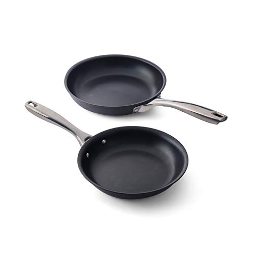 Cuisipro Easy Release Hard Anodized Stainless Steel Fry Pan 2-piece Set, 1.25qt/8'diam and 2.25qt/9.5'diam