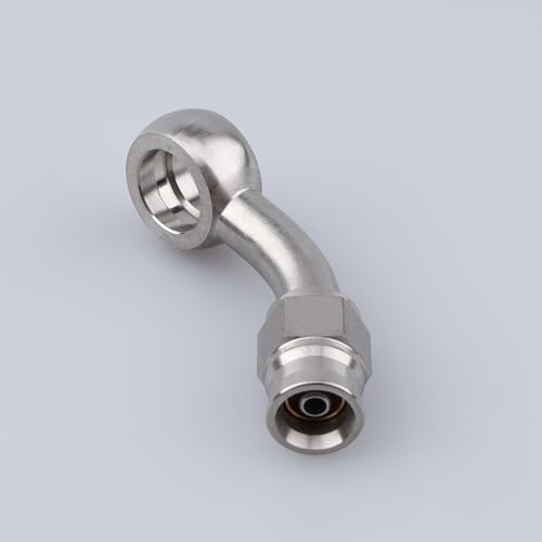 Image of AC PERFORMANCE 3AN to 10.2mm Banjo 45 Degree Brake Hose Fitting Stainless Steel