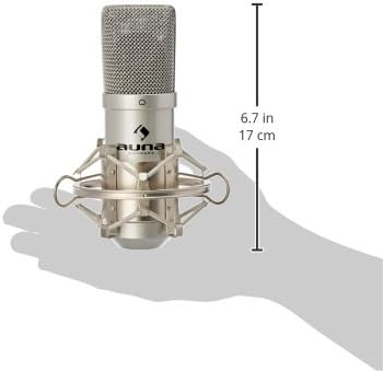 Diagram showing the dimensions of the AUNA MIC-900S microphone: 6.7 inches (17 cm) in height.