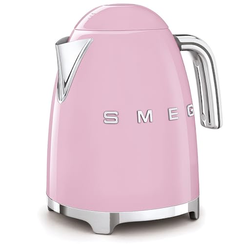 SMEG 50's Retro Style Electric Water Kettle with Automatic Shutoff, Removable Base, and Water Indicator, KLF03PKUS, Pink