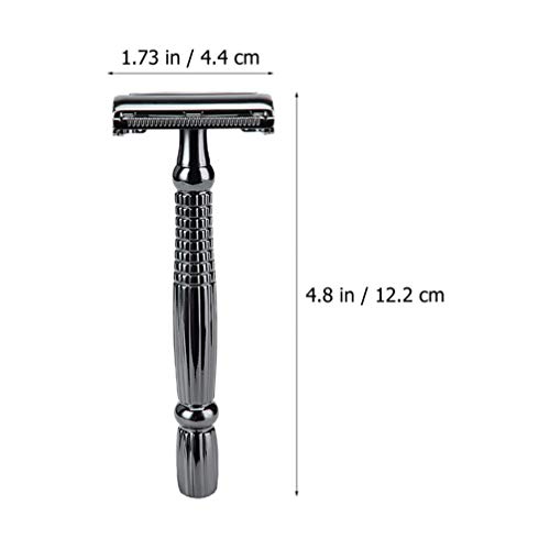 HEALLILY 1 conjunto de navalha de segurança borboleta aberta de borda dupla barba cabo longo manual