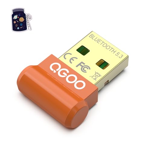 USB Bluetooth Adapter for PC - QGOO Bluetooth Dongle 5.3 EDR, Wireless Bluetooth Receiver for Desktop Computer Laptop Bluetooth Windows 8.1/10/11?orange-075?