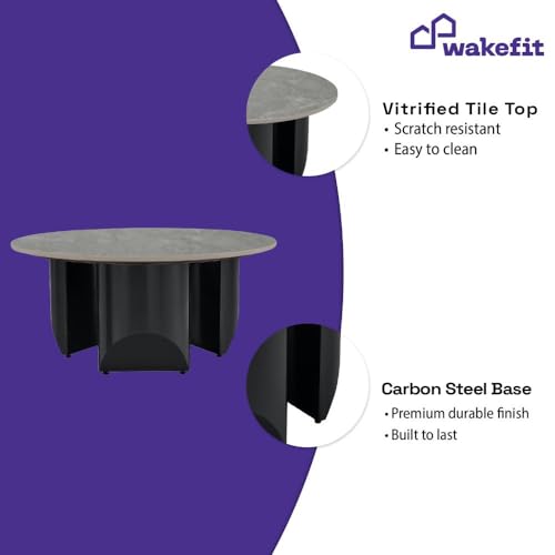 Image of Wakefit Kopi Coffee Table I Marble Finish I Vitrified Tile Top I Omani Grey