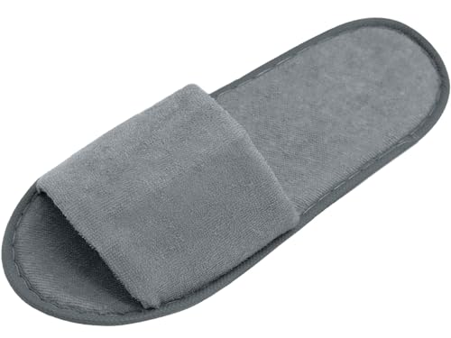 ZOLLNER 10 Paar Einwegslipper Gästehausschuh in grau - Frottierslipper...