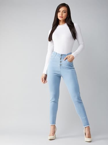 Image of Dolce Crudo Women's Skinny Fit High Rise Cropped Length Stretchable Denim Jeans