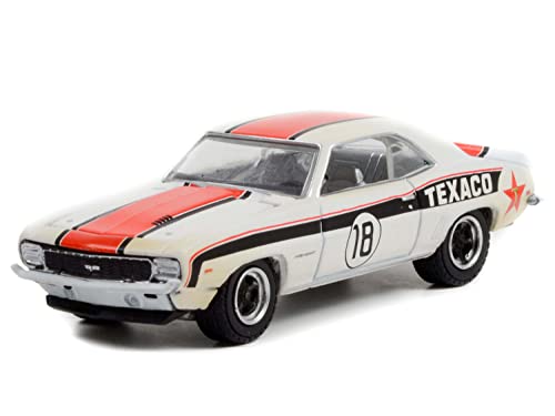 1969 Chevy Camaro RS #18 Blanco con Franjas (Versión Sucia) Serie Running on Empty 14 Modelo a Escala 1/64 de Metal Fundido por Greenlight 41140 B miniatura 2
