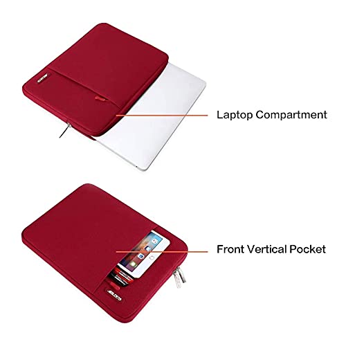 Image of MOSISO Laptop Case 16 inch, 15-15.6 inch Laptop Sleeve Compatible with MacBook Pro 16 M4 M3 M2 M1, HP Acer Dell Lenovo ASUS Notebook, Polyester Vertical Computer Sleeve Bag with Pocket, Red