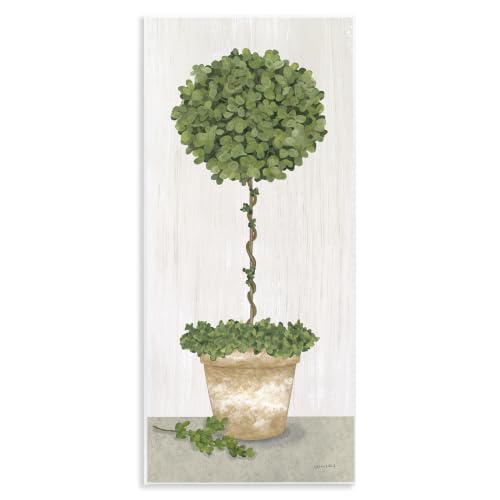 Round Botanical Potted Tree, 7 x 17 Inch Mounted Print on Wall Plaque