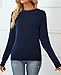 QUALFORT Damen Pullover 100% Baumwolle Leichter Langärmeliger Basic Strickpullover Marineblau M