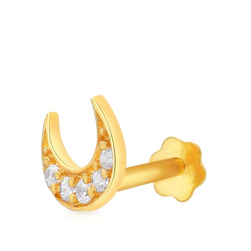 Image of Malabar Gold & Diamonds Yellow Gold Nose Pin for Women 22 k | 22k BIS Hallmark (916) Nose Stud for Women and Girls with Piercing