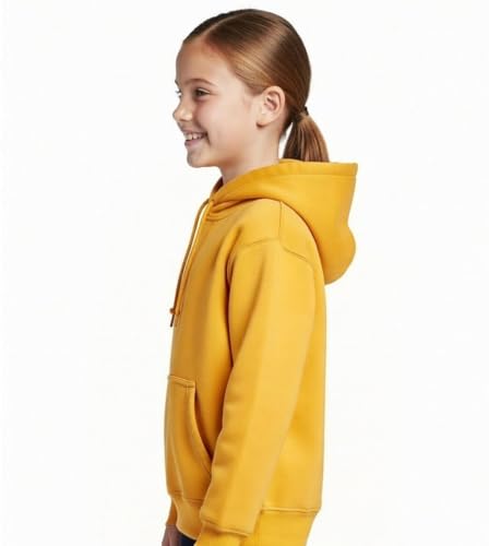 Image of Girl's Cotton Neck Hooded Regular Fit Sweatshirt (CTGLHD 023 Mustard1 13-14 Years)