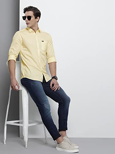 Image of The Indian Garage Co Men Slim Fit Solid Full Sleeves Cutaway Collar Casual Shirt