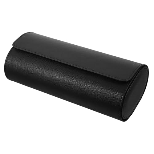 Boîte à montre ronde cuir PU noir organisateur 3 compartiments porte-montres voyage