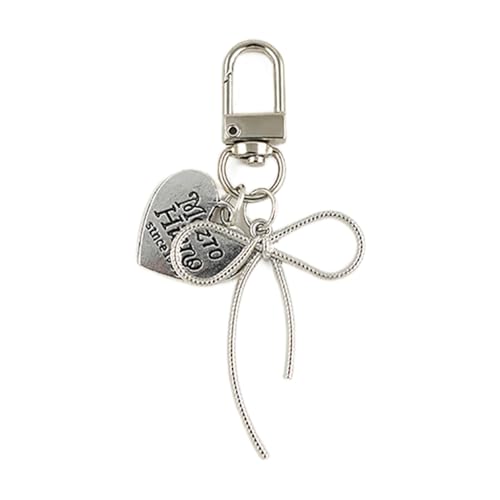 ESTCNK Llavero de mariposa con lazo de moda, accesorio de bolsa de aleación para mujeres y niñas, plateado, Bow pendant