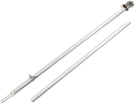 6ft Spinning Flag Pole - White Pole & Silver Topper - Outdoor Wall Hanging Tangle Free Spinning Flag Pole - Black Label Special Edition