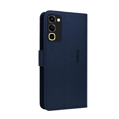 Image of AIBEX Compatible for Realme 16X 5G / Realme Narzo 100X 5G / Realme P4R 5G Flip Cover Leather Finish | Inside TPU with Card Pockets | Wallet Stand | Complete Protection Flip Case Blue