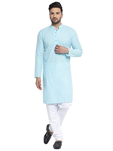 Image of Jompers Men's Embroidered Pure Cotton Kurta Pyjama Set.