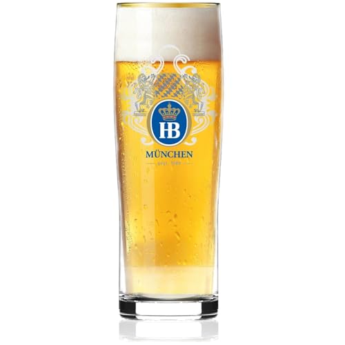 Hofbräuhaus München Originaler Bierglas Dayton Becher Bayern 0,5 L | Bierkrug mit bayerischen Rauten, Löwen und Goldrand | Krug mit HB Logo | Maßkrug |...