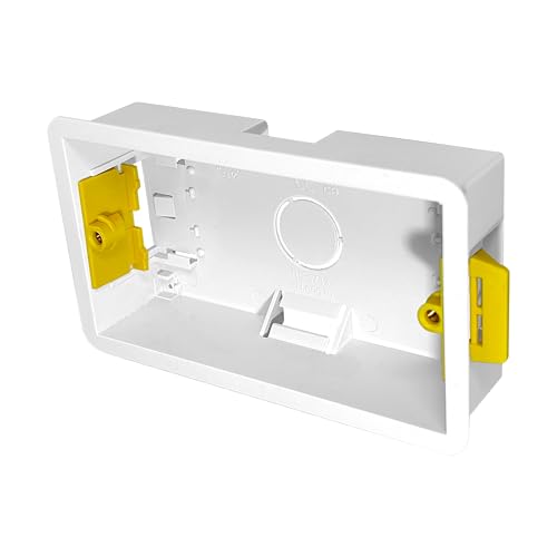 Evoges 2 Gang Dry Lining Back Box 35mm | Fast-Fit Electrical Wall Boxes for Plasterboard (Pack of 1)