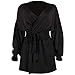 Produktbild DKzyy Tiefes V-Ausschnitt Loser kurzer schwarzes Hemd Kleid Frauen Lange Laterne Hülsen-Schwingen-Büro-Dame Sexy Party-Kleid-Elegante,XL