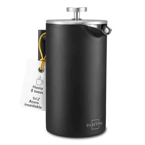 SILBERTHAL Cafetera émbolo acero inoxidable 1 litro | Mantiene el café Caliente | Cafetera francesa | Cafetera de...