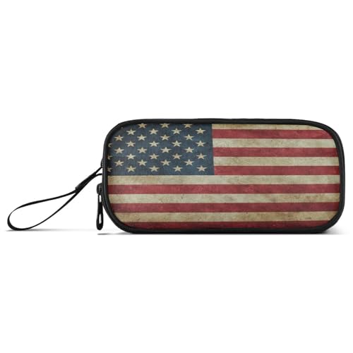 Image of Wfrish American Flag Pencil Case Pencil Pouch Big Capacity 3 Compartments Back to School Supplies for Teen Girl Boy Pouch Pen Bag Large Storage Organizer with Zipper Handle for Men Women