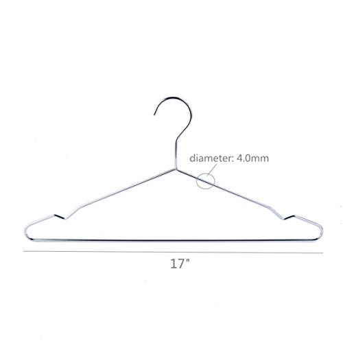 Better to U 17 Inch Metal Clothes Hanger 20 Pack, 4.0mm Heavy Duty Shirt Blouse Hanger for Coat Suit Bridal Boutique, Space Saving Slim Wire Hanger for Camisole Trousers Wedding Dress（Sliver） by Better to U - Image 2