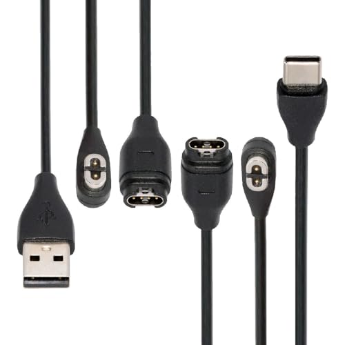 NFHK Paquete de 2 cables de carga magnéticos USB tipo C y tipo A para auriculares de reloj inteligente de 2 y 4 pines, compatibles con Garmin Shokz.
