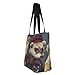 HTTUP French Fashion Model Ferrets Print Lightweight Summer Shoulder Bag Travel Beach Work Casual Use Functional Pockets