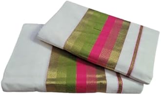 Jagasree Kerala Kasavu 4 inch fancy design single set mundu