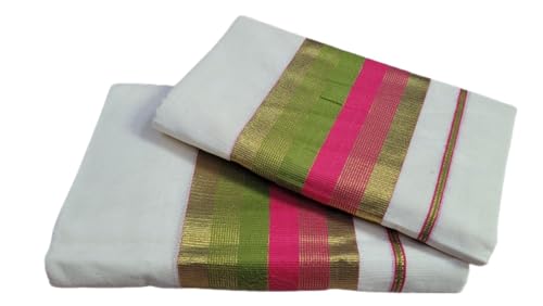 Jagasree Kerala Kasavu 4 inch fancy design single set mundu
