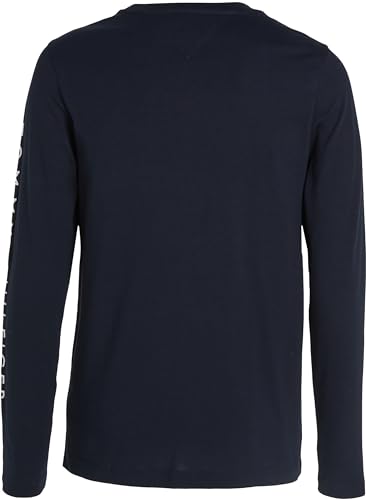 Tommy Hilfiger Camiseta de manga larga Hombre Tommy Logo de algodón, Azul (Desert Sky), L