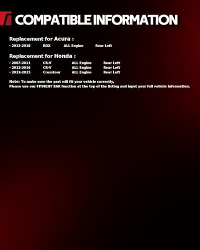 Image of Torchbeam Rear Brake Caliper Left for Honda 2007-2016 CR-V, Acura 2013-2018 RDX, Honda 2012-2015 Crosstour, Rear Left Caliper Replace # 19B6886