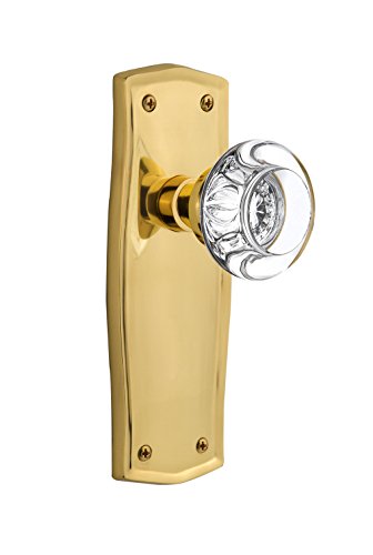 Flash Sale Buy 1 get 1 Nostalgic Warehouse Prairie Plate with Round Clear Crystal Glass Knob, Privacy - 2.375", Polished Brass
