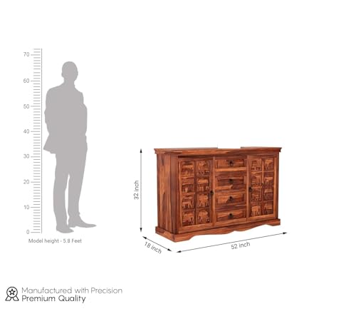 Image of Solid Sheesham Wood Wooden Chest (Carl)