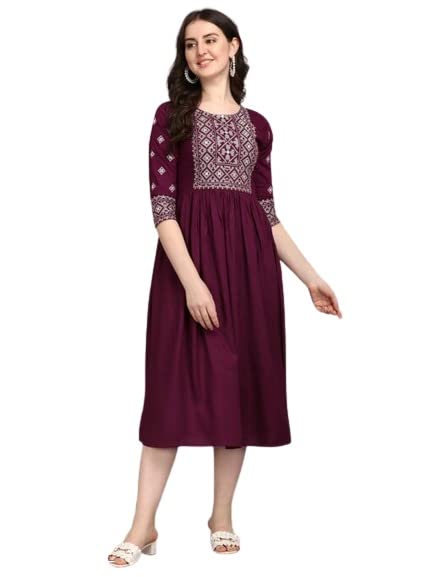 Image of Shreeji Garment Anarkali Kurti for Stylish Women /Designer Rayon Embroidered Women Kurta