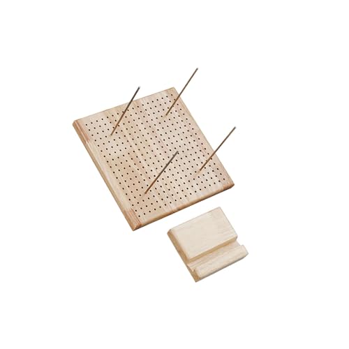Tablero de madera para tejer sin bordes enrollados usando alfileres para crochet 6
