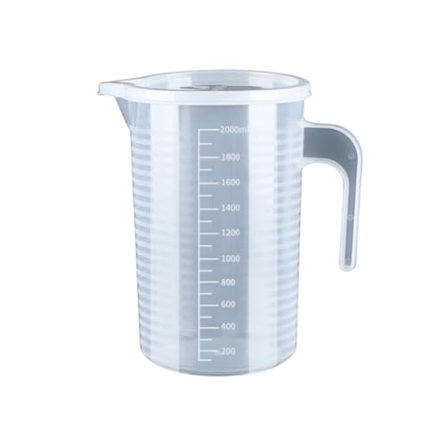 Yomixo 1000/2000/3000Ml PC計量 ピッチャー- 大 プラスチック 計量 カップ 水 ピッチャー ジャグ 混合 ピッチャー 注ぐ カップ 計量 ジャグ ハンドル と 注ぎ口 付き 水 小麦粉 米用 (2000ML,カバー付き)