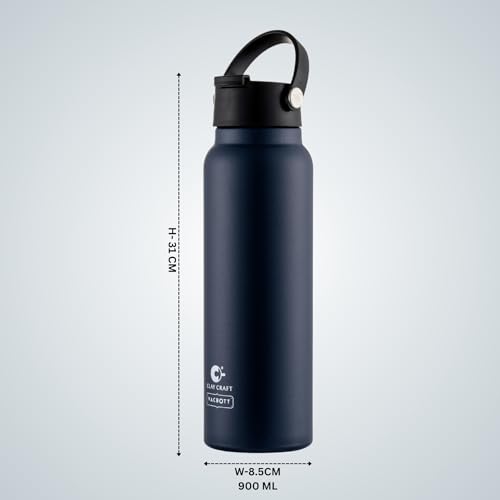 Image of CLAY CRAFT VACBOTT Phantom Double Walled |18 Hour Hot and 24 Hours Cold Water Bottle Vacuum Insulated|Flask Bottle 900ML, 1 Pcs|Easy to Carry|Hiking|Travel Bottle|BIS Certified|1 Year Limited Warranty
