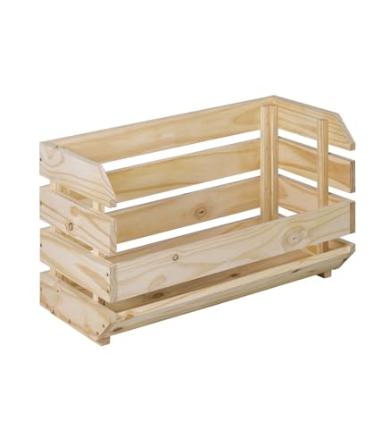 Astigarraga Caja apilable resistente de madera maciza de pino 35,3x60x28,5cm